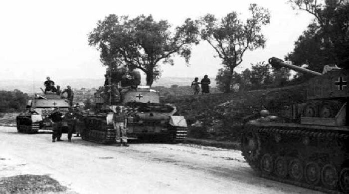 German Mark IV Panzers outside Cisterna